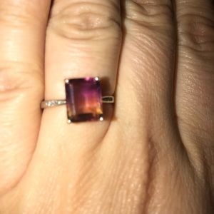 Princess cut ametrine set in 925 size 8